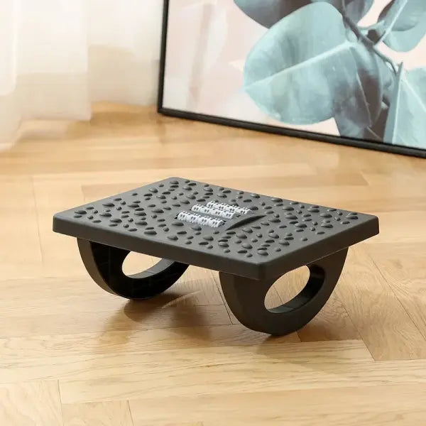 Ergonomic Under-Desk Foot Rest with Massage Rollers – Portable Foot Stool for Home & Office - Black