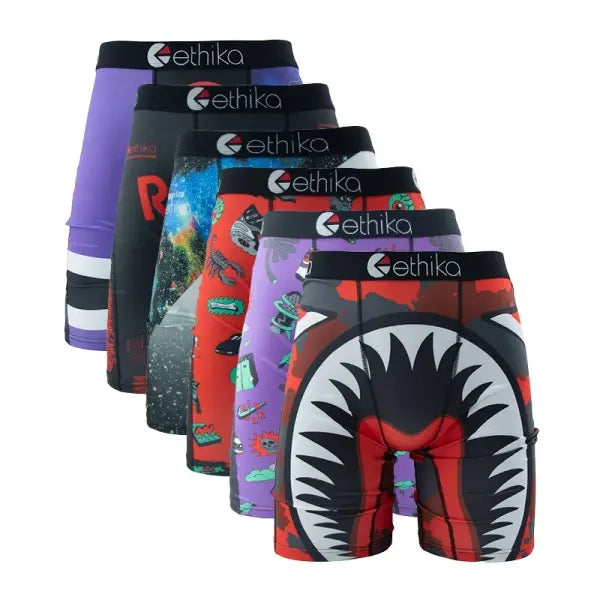 Ethika Men Underwear Plus Size Print Breathable Swimming Trunks - ET-6PCS41 / 6Pcs / XXL