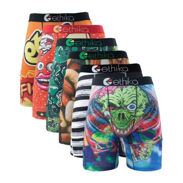 Ethika Men Underwear Plus Size Print Breathable Swimming Trunks - ET-6PCS32 / 6Pcs / XXL