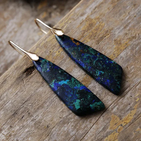 Ethnic Silver Plated Jasper Hoop Earrings – Unique Geometric Stone Jewelry for Women - Himpall