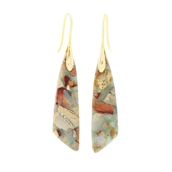 Ethnic Silver Plated Jasper Hoop Earrings – Unique Geometric Stone Jewelry for Women - Himpall