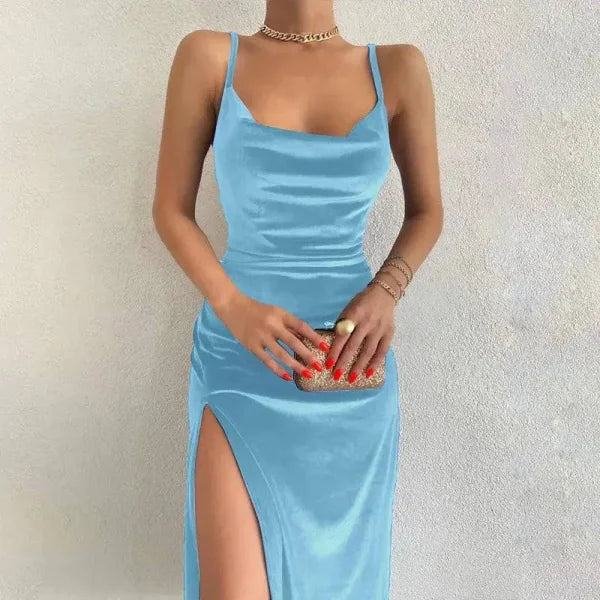 European & American Style Slim Fit Slit Strap Dress