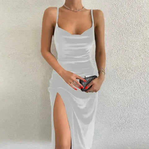 European & American Style Slim Fit Slit Strap Dress