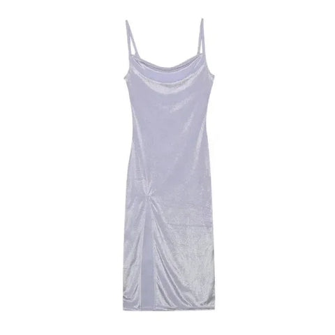 European & American Style Slim Fit Slit Strap Dress - WHITE / S