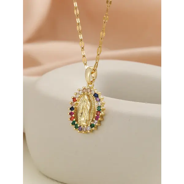 Santa Maria zircon religious fashion necklaces - TP-04043-01