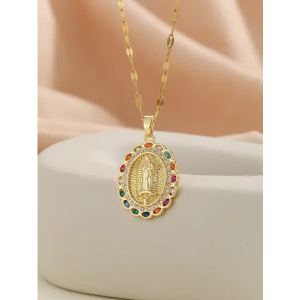 Santa Maria zircon religious fashion necklaces - TP-04036-01