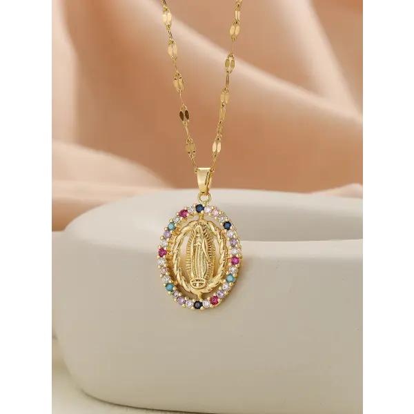 Santa Maria zircon religious fashion necklaces - TP-04029-02