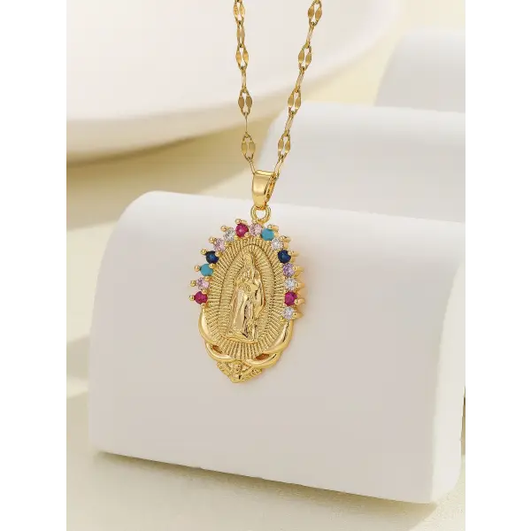 Santa Maria zircon religious fashion necklaces - TP-04194-01