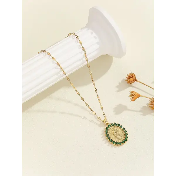 Santa Maria zircon religious fashion necklaces - TP-04193-03