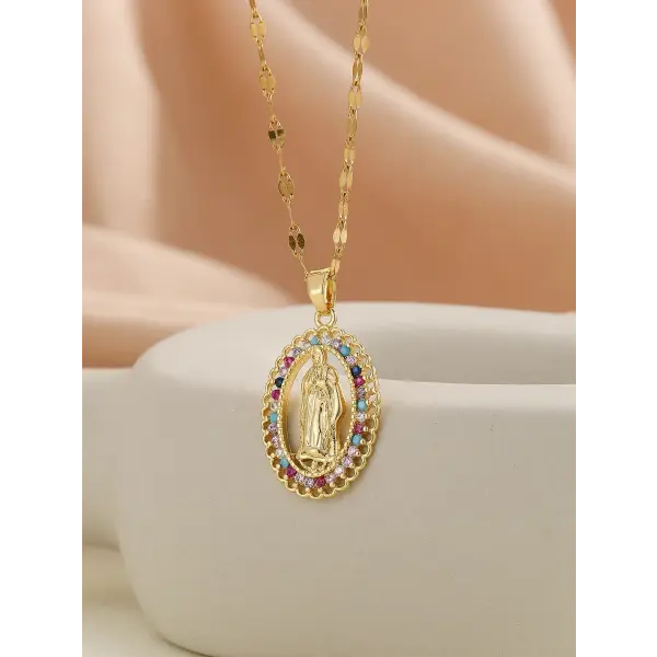 Santa Maria zircon religious fashion necklaces - TP-04034-02