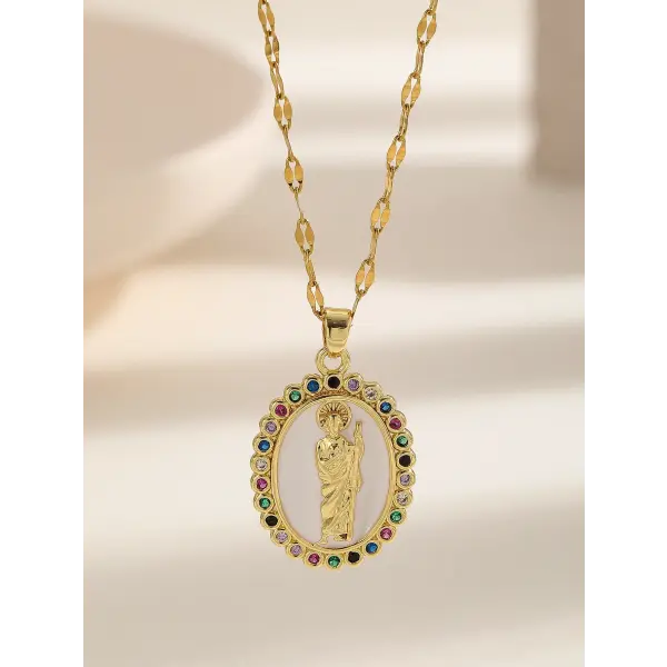 Santa Maria zircon religious fashion necklaces - TP-04018-01