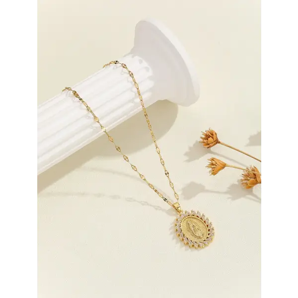 Santa Maria zircon religious fashion necklaces - TP-04193-02