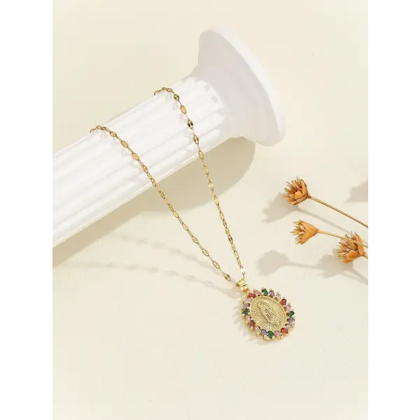 Santa Maria zircon religious fashion necklaces - TP-04193-01