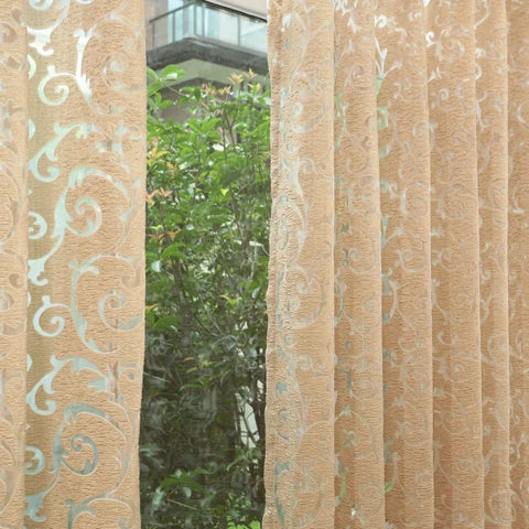 European Floral Jacquard Tulle Curtain - Retro Hollow-Out Home Decor