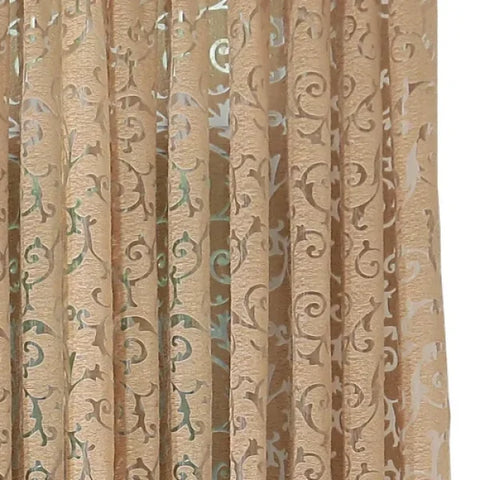 European Floral Jacquard Tulle Curtain - Retro Hollow-Out Home Decor - Brown / W100cm L260cm 1pc / Grommet Top