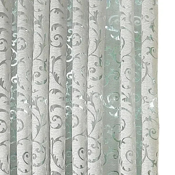 European Floral Jacquard Tulle Curtain - Retro Hollow-Out Home Decor - Grey / W100cm L260cm 1pc / Grommet Top