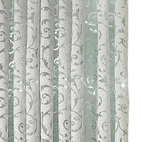 European Floral Jacquard Tulle Curtain - Retro Hollow-Out Home Decor - Grey / W100cm L260cm 1pc / Grommet Top