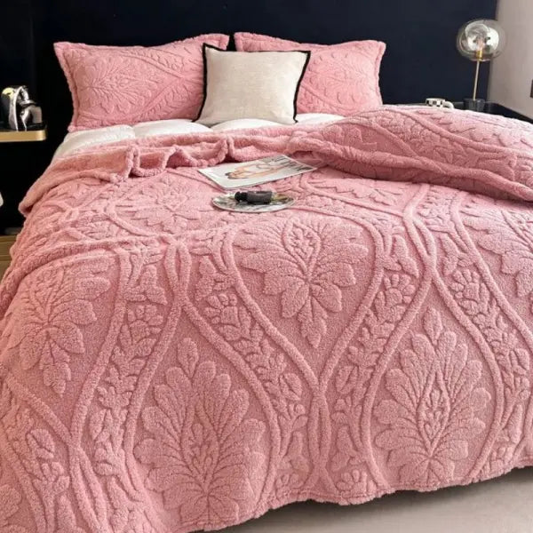 European Style 3D Floral Printed Blanket Adult Thick Coral Fleece Blanket in Winter Warm Easy To Maintain Air