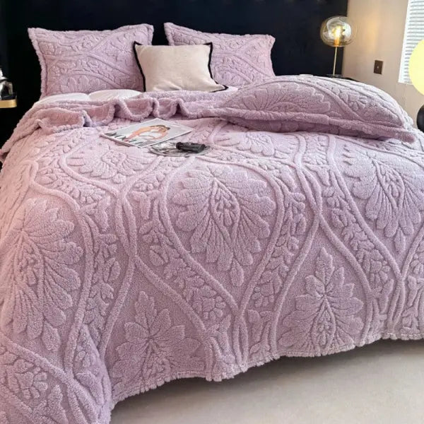 European Style 3D Floral Printed Blanket Adult Thick Coral Fleece Blanket in Winter Warm Easy To Maintain Air