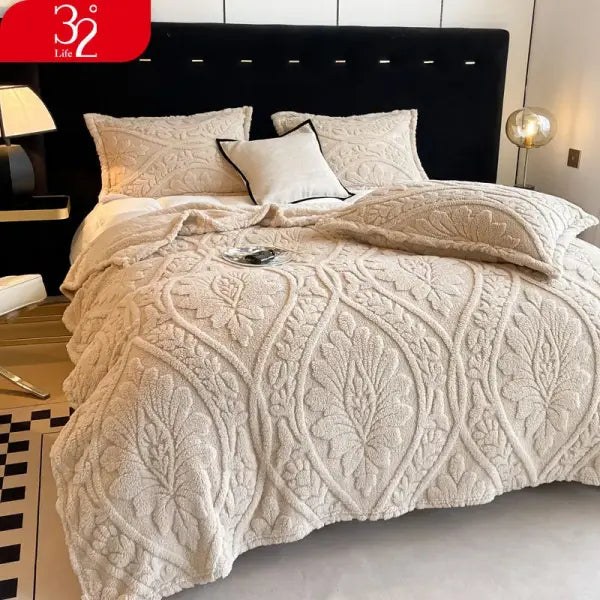 European Style 3D Floral Printed Blanket Adult Thick Coral Fleece Blanket in Winter Warm Easy To Maintain Air