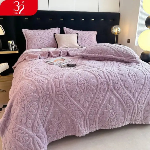 European Style 3D Floral Printed Blanket Adult Thick Coral Fleece Blanket in Winter Warm Easy To Maintain Air