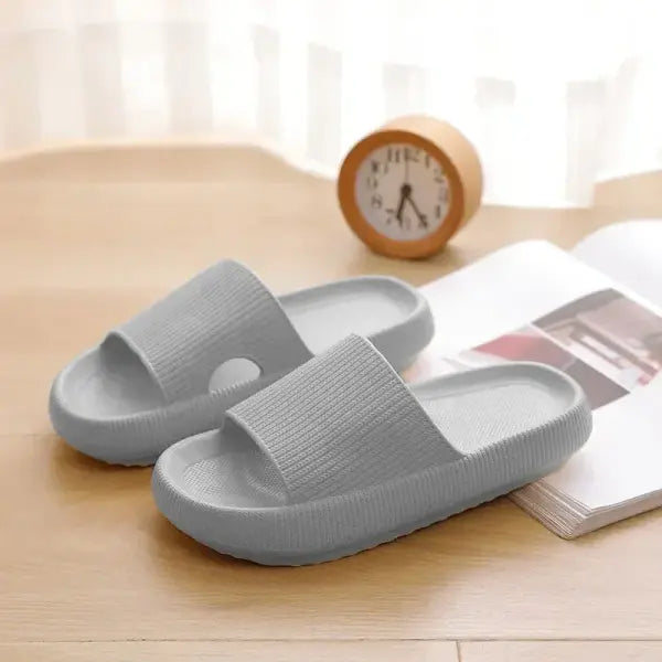 EVA Thick Pillow Slides Soft Sole Women Summer Non Slip Beach Sandals - GRAY / 46-47