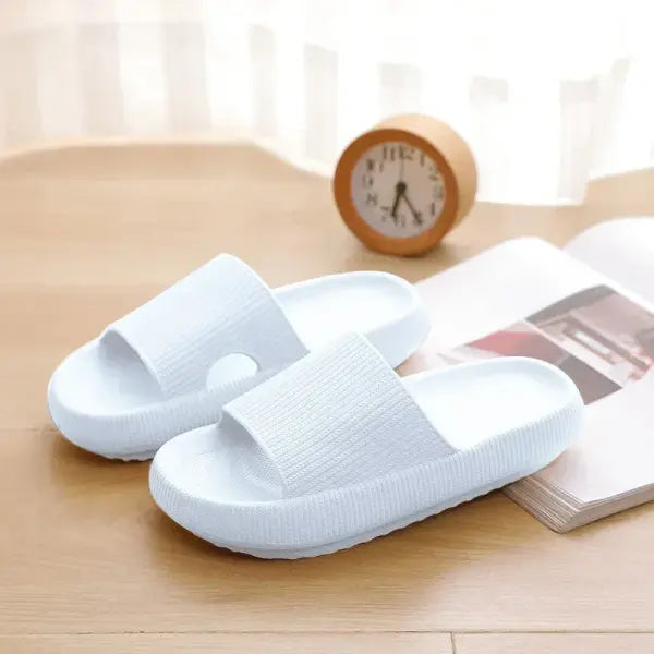 EVA Thick Pillow Slides Soft Sole Women Summer Non Slip Beach Sandals - WHITE / 46-47