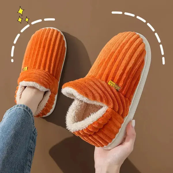 Evshine Winter Soft Sole Fur Slippers – Warm Fuzzy Plush Indoor Shoes for Women & Men - Orange2 / 40-41(fit39-40)