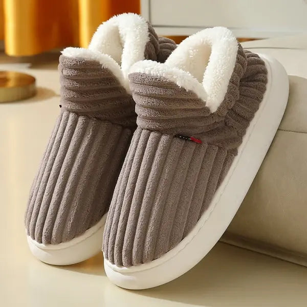 Evshine Winter Soft Sole Fur Slippers – Warm Fuzzy Plush Indoor Shoes for Women & Men - Brown / 46-47(fit45-46) / CHINA