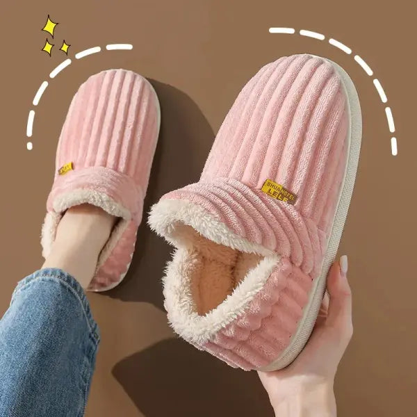 Evshine Winter Soft Sole Fur Slippers – Warm Fuzzy Plush Indoor Shoes for Women & Men - Pink2 / 38-39(fit37-38) / CHINA