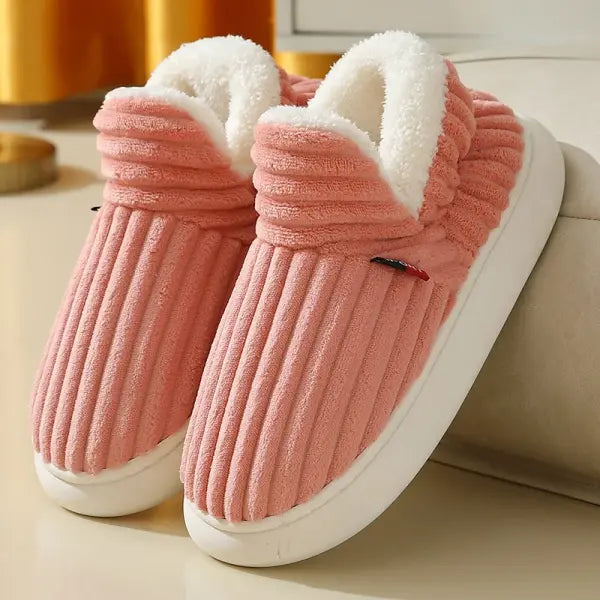 Evshine Winter Soft Sole Fur Slippers – Warm Fuzzy Plush Indoor Shoes for Women & Men - Pink / 36-37(fit35-36) / CHINA
