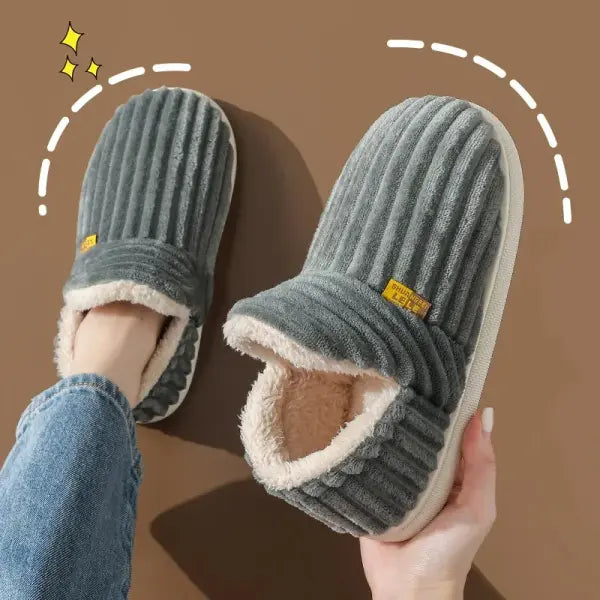 Evshine Winter Soft Sole Fur Slippers – Warm Fuzzy Plush Indoor Shoes for Women & Men - Grey2 / 36-37(fit35-36) / CHINA