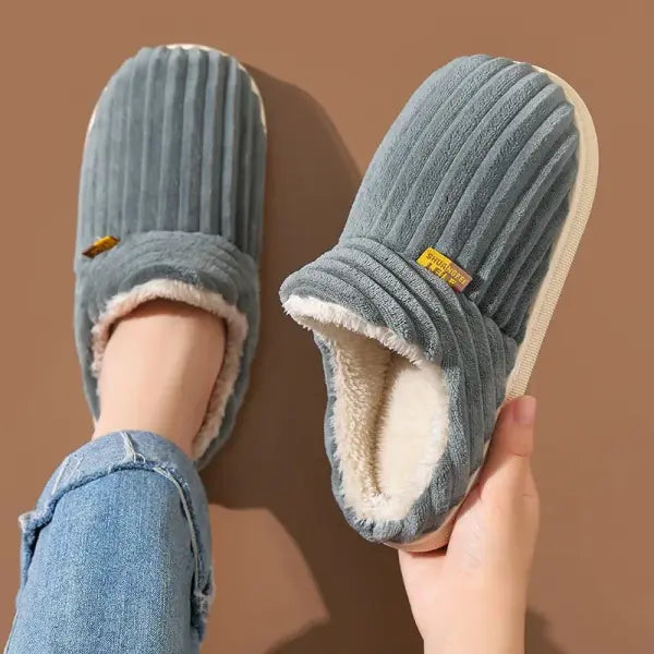 Evshine Winter Soft Sole Fur Slippers – Warm Fuzzy Plush Indoor Shoes for Women & Men - Grey1 / 36-37(fit35-36) / CHINA