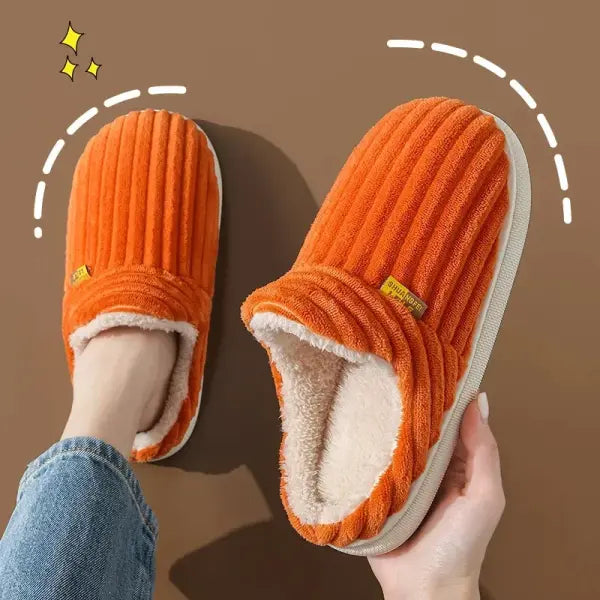 Evshine Winter Soft Sole Fur Slippers – Warm Fuzzy Plush Indoor Shoes for Women & Men - Orange1 / 48-49(fit 47-48)