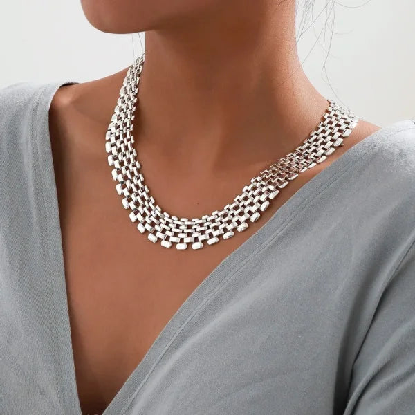 Exaggerated Cuban Chunky Chain Necklace – Thick Metal Choker for Women & Men - Himpall
