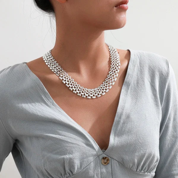 Exaggerated Cuban Chunky Chain Necklace – Thick Metal Choker for Women & Men - Himpall