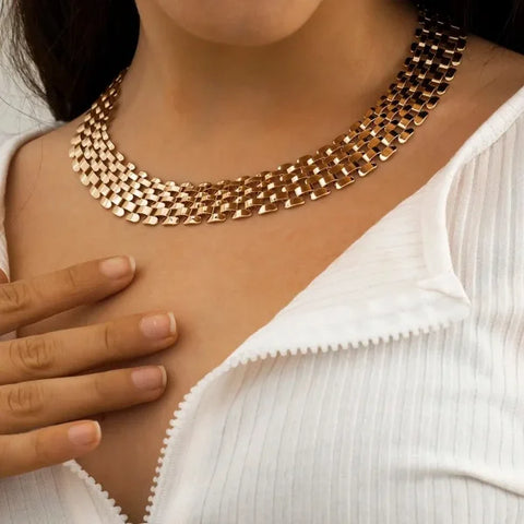 Exaggerated Cuban Chunky Chain Necklace – Thick Metal Choker for Women & Men - Himpall