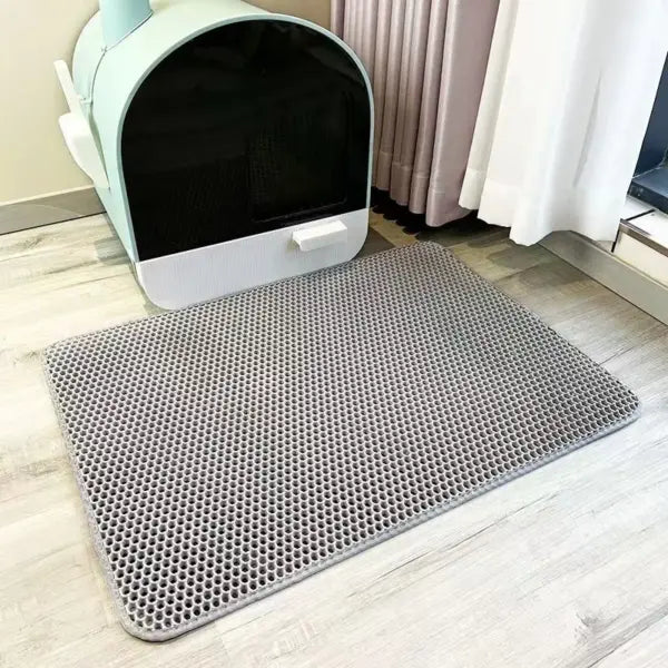 Extra Large Cat Litter Mat - Heavy Duty Waterproof 2-Layer Non-Slip Washable Sand Stopper - gray / 55x75cm