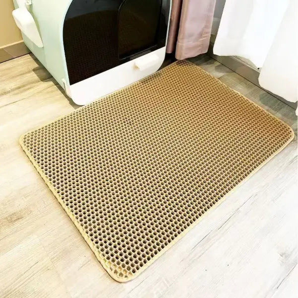 Extra Large Cat Litter Mat - Heavy Duty Waterproof 2-Layer Non-Slip Washable Sand Stopper - yellow / 45x60cm