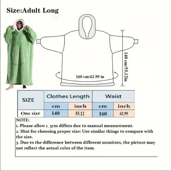 Polar Fleece Wearable Blanket Adult Oversized Cozy TV Warmth