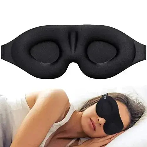 3D Contoured Eye Mask for Sleeping – Concave Molded Night Blindfold Light Blocking - black