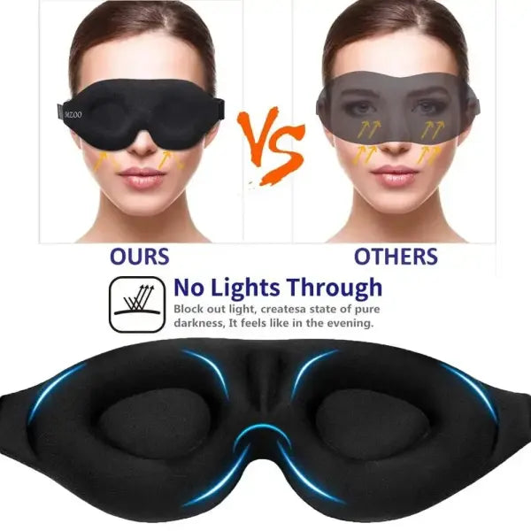 3D Contoured Eye Mask for Sleeping – Concave Molded Night Blindfold Light Blocking - black