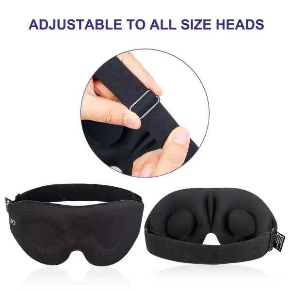 3D Contoured Eye Mask for Sleeping – Concave Molded Night Blindfold Light Blocking - black
