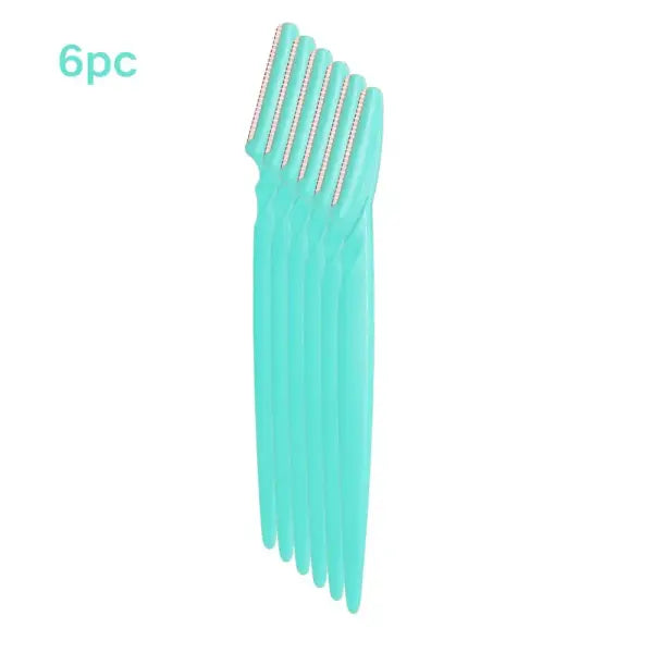 Eyebrow Trimmer Knives Stainless Steel Precision Face Hair Removal - 6pc Green