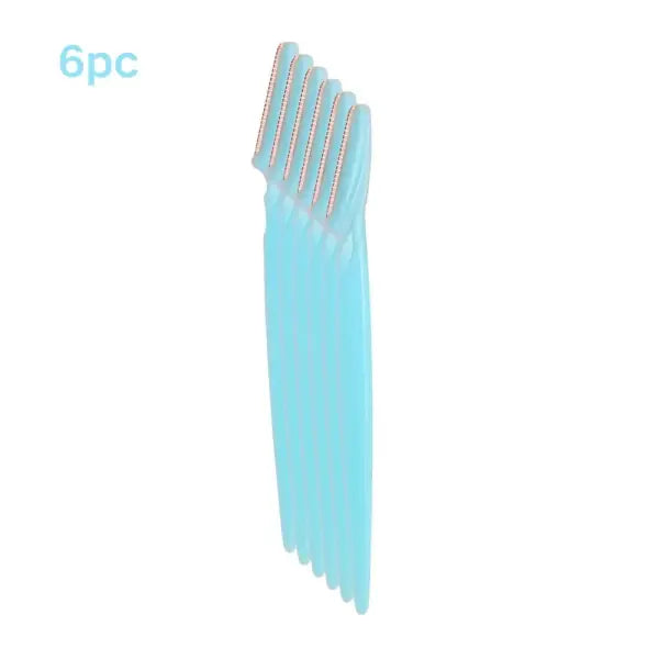 Eyebrow Trimmer Knives Stainless Steel Precision Face Hair Removal - 6pc Blue