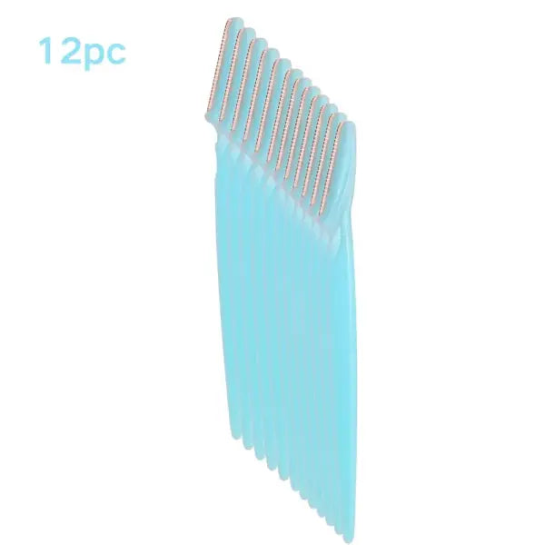 Eyebrow Trimmer Knives Stainless Steel Precision Face Hair Removal - 12pc Blue