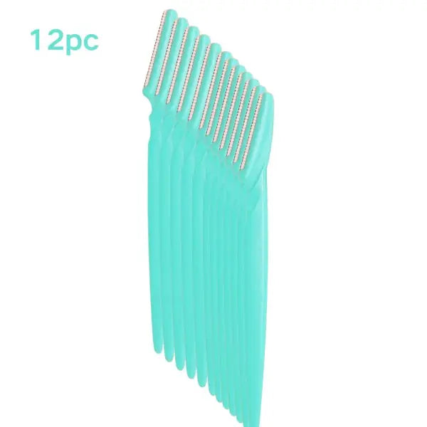 Eyebrow Trimmer Knives Stainless Steel Precision Face Hair Removal - 12pc Green