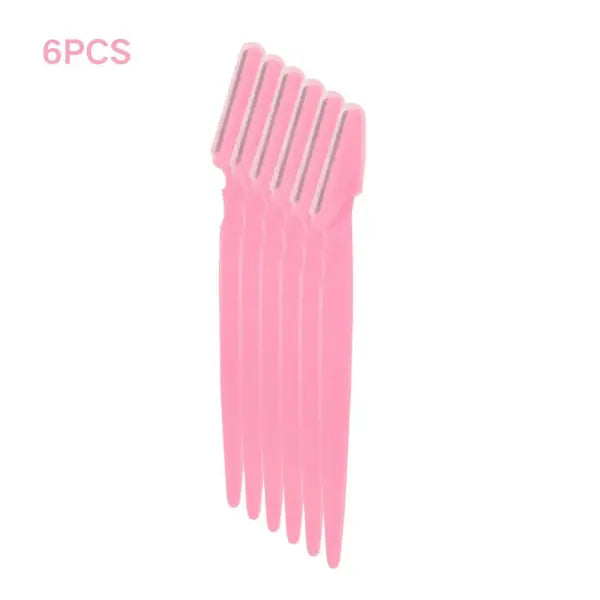 Eyebrow Trimmer Knives Stainless Steel Precision Face Hair Removal - 6pcs pink