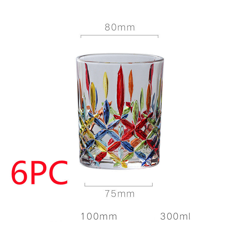 European Style New Enamel Whisky Glass With Colorful Woven Pattern - 7 Style / 6PCS - Hair Remover