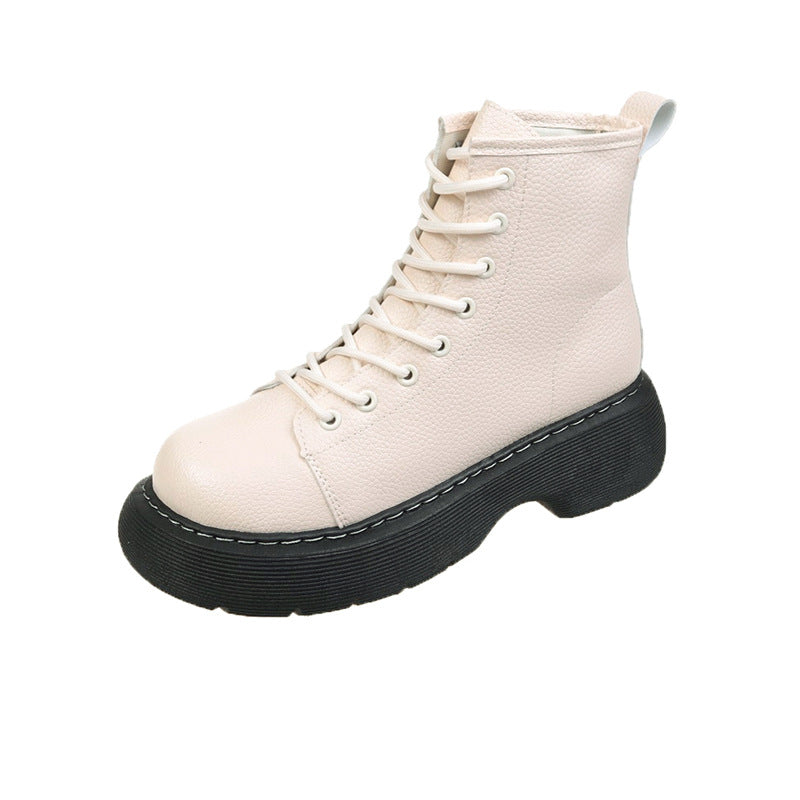 Fashion Lace-up Ankle Boots Women Thin Skinny Boots - Beige / Shanli / 35 - Hair Remover